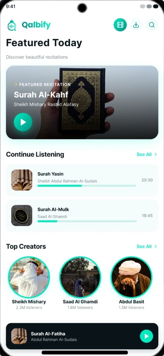 Mobile apps, as shipped in Qalbify.